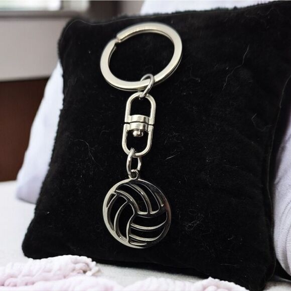 Volleyball 🏐 Silver Stainless Steel Keychain Key Ring Chain Clip Summer Olympic - Picture 7 of 8